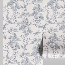 Papel de Parede Adesivo Removível, Pássaros e Libélulas, Azul, Vinil, Decoração Fácil - S4Sassy Papel de Parede Adesivo Removível, Pássaros e Libélulas, Azul, Vinil, Decoração Fácil - S4Sassy