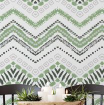 Papel de Parede Adesivo Removível Tribal Zigzag Verde, Mural Moderno para Quarto, Banheiro e Closet - S4Sassy Papel de Parede Adesivo Removível Tribal Zigzag Verde, Mural Moderno para Quarto, Banheiro e Closet - S4Sassy