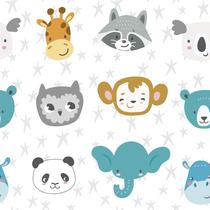 Papel De Parede Adesivo Safari Animais Bicho Quarto Bebê 10m