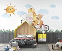 Papel de Parede Adesivo Safari Bicicleta Amigos - ALGIDECOR Papel de Parede Adesivo Safari Bicicleta Amigos - ALGIDECOR