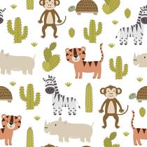 Papel De Parede Adesivo Safari Cacto Bichinhos Quarto Infantil 12m