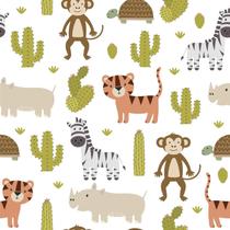 Papel De Parede Adesivo Safari Cacto Bichinhos Quarto Infantil 5m Papel De Parede Adesivo Safari Cacto Bichinhos Quarto Infantil 5m