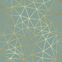 Papel de Parede Adesivo Sala Triângulos Esmeralda Gold 3m