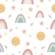 Papel De Parede Adesivo Sol Quarto Arco Infantil
