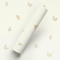 Papel De Parede Adesivo Tema Borboleta Dourada Quarto Teen