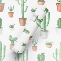 Papel de Parede Adesivo Tema Cactos Plantas E Vasos Cozinha