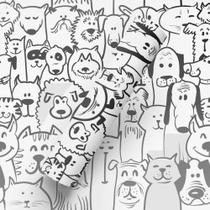 Papel de Parede Adesivo Tema Desenhos De Cachorro Pet Shop Quarto