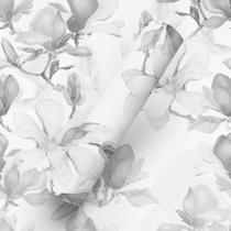 Papel de Parede Adesivo Tema Floral Preto E Branco Sala Quarto