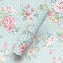Papel de Parede Adesivo Tema Floral Rosa E Azul Papel de Parede Adesivo Tema Floral Rosa E Azul