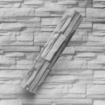 Papel de Parede Adesivo Tema Pedra Tijolinhos Canjiquinha Cinza