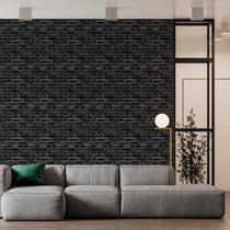 Papel De Parede Adesivo Tijolo Preto - 3,0m