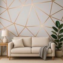 Papel de Parede Adesivo Tipo Contact 5 Metros 45cm Geométrico Gold Moderno Decorativo Papel de Parede Adesivo Tipo Contact 5 Metros 45cm Geométrico Gold Moderno Decorativo