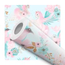 Papel De Parede Adesivo Unicornios Rosa E Azul Quarto Menina 5m