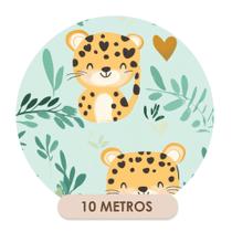 Papel de Parede Adesivo Verde Florestal Filhote Onça Infantil