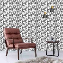 Papel De Parede Adesivo Vinil Abstrato Estilo Camuflagem Com Vários Tons de Cinza 3m