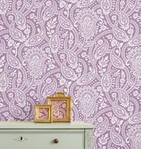 Papel de Parede Adesivo Vinil Floral Paisley Estilo Asiático para Quarto e Sala, Rosa - S4Sassy Papel de Parede Adesivo Vinil Floral Paisley Estilo Asiático para Quarto e Sala, Rosa - S4Sassy