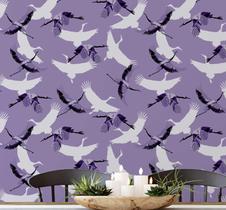 Papel de Parede Adesivo Vinil Removível, Guindaste Voador Chique, Impermeável, Roxo, para Decoração - S4Sassy