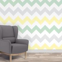 Papel De Parede Adesivo Vinílico Chevron Verde E Amarelo 3M