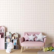 Papel de Parede Adesivo Vinílico Infantil Xadrez Quadriculado Tons Rosa 1m