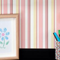 Papel de Parede Adesivo Vinílico Lavável Listrado Tons Rosa e Amarelo 3m
