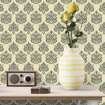 Papel de Parede Adesivo Vintage Amarelo 12 Rolo 0,58x3M Papel de Parede Adesivo Vintage Amarelo 12 Rolo 0,58x3M