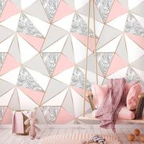 Papel De Parede Adesivo Zara Mármore Cinza Rose Gold Meia Parede 1,5M Autocolante