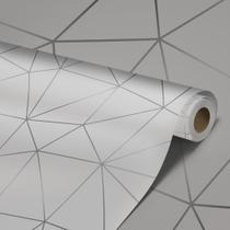 Papel de Parede Adesivo Zara Silver Branco Acinzentado e Linhas Prata 3D Lavável - Pro Decor