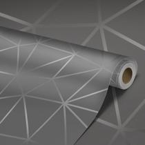 Papel de Parede Adesivo Zara Silver Cinza Escuro Linhas Prata 3D Lavável - Pro Decor