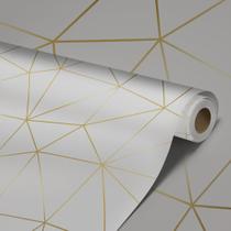 Papel de Parede Adesivo Zara Silver Cinza Storm Claro e Gold Lavável 3D - Pro Decor