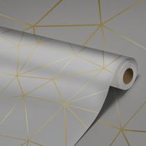 Papel de Parede Adesivo Zara Silver Gray e Dourado Lavável 3D - Pro Decor