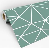 Papel de Parede Adesivo Zara Silver Linhas Brancas Com Fundo Verde Agua Decoração Lavável Sala Quarto 3D - Pro Decor