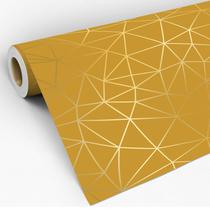 Papel de Parede Adesivo Zara Silver Linhas Cinza Com Fundo Amarelo Claro Lavável Decoração Sala Quarto 3D - Pro Decor