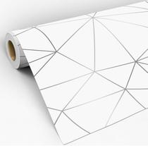 Papel de Parede Adesivo Zara Silver Linhas Cinza Com Fundo Cinza Claro Decoração Lavável Sala Quarto 3D - Pro Decor