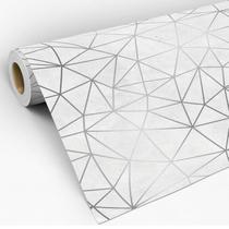 Papel de Parede Adesivo Zara Silver Linhas Cinza Escuro Com Fundo Cinza Decorativo Lavável Sala Quarto 3D- Pro Decor