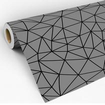 Papel de Parede Adesivo Zara Silver Linhas Pretas Com Fundo Cinza Escuro Decoração Lavável Sala Quarto 3D - Pro Decor