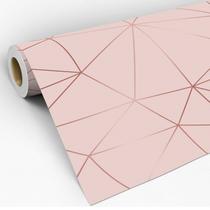 Papel de Parede Adesivo Zara Silver Linhas Vermelhas Com Fundo Rosa Pálido Decorativo Lavável Sala Quarto 3D - Pro Decor