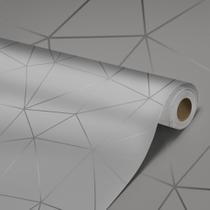 Papel de Parede Adesivo Zara Silver Prata Alumínio com Linhas Cinza Lavável 3D - Pro Decor