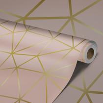 Papel de Parede Adesivo Zara Silver Rosa e Dourado Tons Claros 3D Lavável - Pro Decor