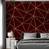 Papel De Parede Adesivo Zara Vermelho Dark Com Dourado