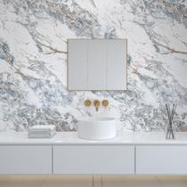 Papel de parede Admpest Thicken White Blue Marble 80cm x 15m Papel de parede Admpest Thicken White Blue Marble 80cm x 15m