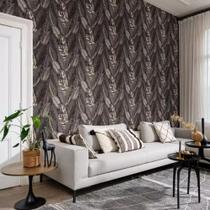 Papel de Parede African III Folhagem Dourado e Preto 751833