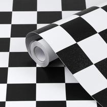 Papel de Parede Amiya Checkered Peel and Stick Preto Branco 12.2m²