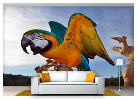 Papel De Parede Animais Arara Paisagem 3D Anm124 Papel De Parede Animais Arara Paisagem 3D Anm124