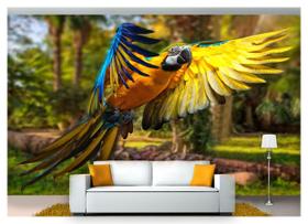 Papel De Parede Animais Arara Paisagem 3D Anm125