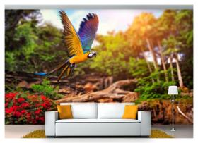 Papel De Parede Animais Arara Paisagem 3D Anm130 Papel De Parede Animais Arara Paisagem 3D Anm130