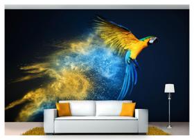 Papel De Parede Animais Arara Voando Cores 3D Anm211 Papel De Parede Animais Arara Voando Cores 3D Anm211