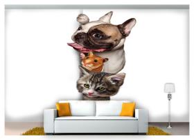 Papel De Parede Animais Cachorro Gato Pet 3D Anm162