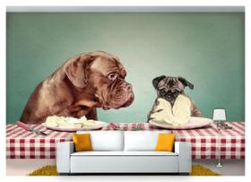 Papel De Parede Animais Cachorros Pratos 3D Anm159