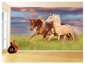 Papel De Parede Animais Casal Cavalos Fazenda 3,5M Anm309