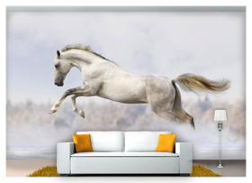 Papel De Parede Animais Cavalo Branco 3D Anm107